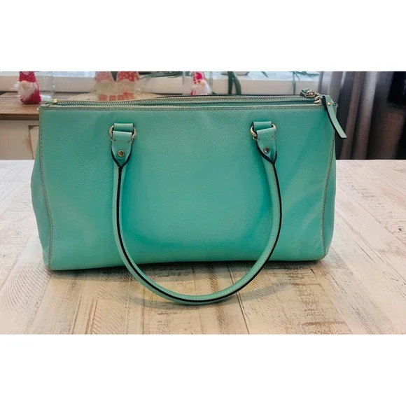 Kate Spade New York Turquoise Leather Satchel Handbag - Picture 3 of 10